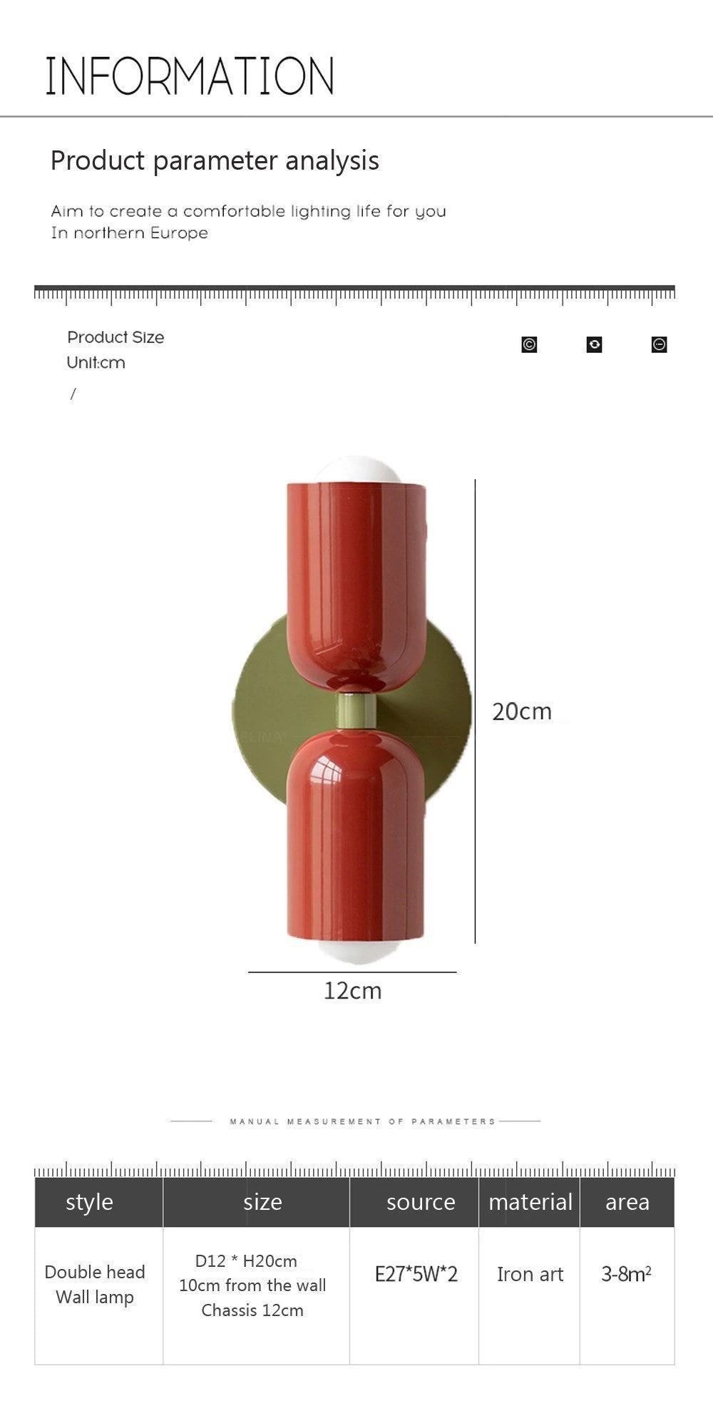 Nachttischlampe, nordische Doppelkopf-Wandleuchte, individuelle Farbwandleuchte