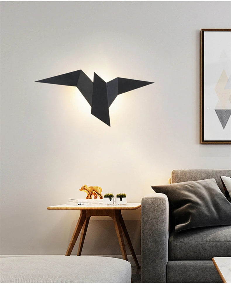 Minimalistische Kunst bunte nordische Wandlampe fliegender Vogel