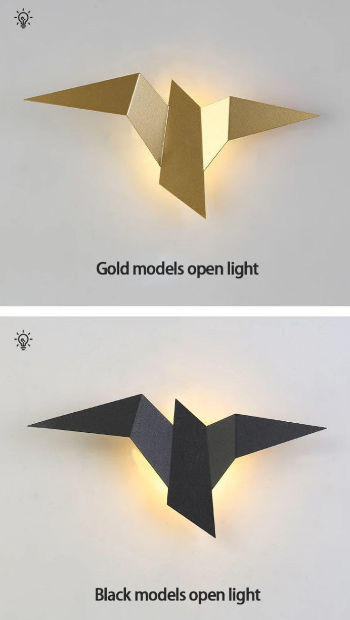 Minimalistische Kunst bunte nordische Wandlampe fliegender Vogel